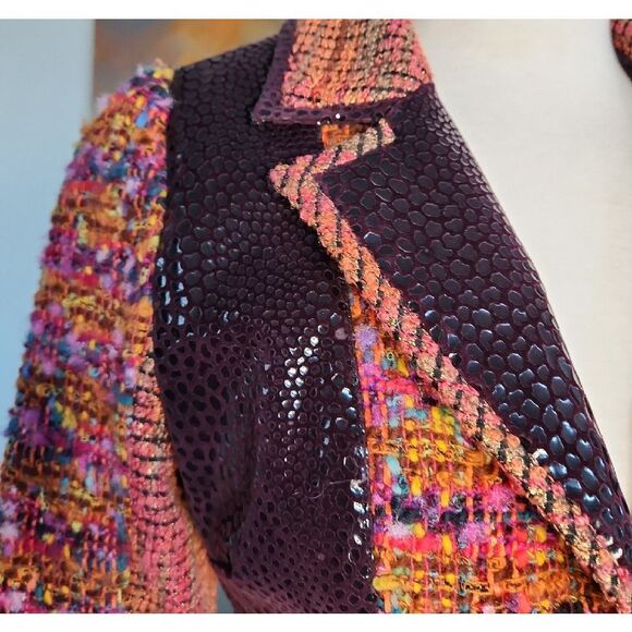 Kristina Popovitch Multicolor Tweed Women's Blazer With Matching Skirt - Picture 4 of 9